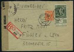 1 RM Freimarke 1945, Unterrandstück mit dem Plattenfehler "I = R von ...